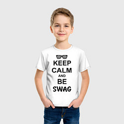 Футболка хлопковая детская Keep Calm & Be Swag, цвет: белый — фото 2