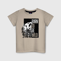 Футболка хлопковая детская Born to be Wild, цвет: миндальный