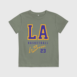 Футболка хлопковая детская Lebron 23: Los Angeles, цвет: авокадо