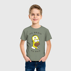 Футболка хлопковая детская No brain, No pain, цвет: авокадо — фото 2
