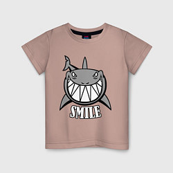 Футболка хлопковая детская Shark Smile, цвет: пыльно-розовый