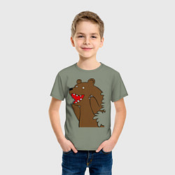 Футболка хлопковая детская Медведь цензурный, цвет: авокадо — фото 2