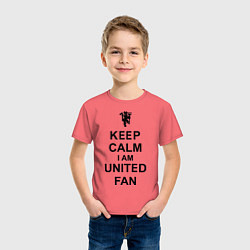 Футболка хлопковая детская Keep Calm & United fan, цвет: коралловый — фото 2