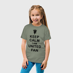 Футболка хлопковая детская Keep Calm & United fan, цвет: авокадо — фото 2