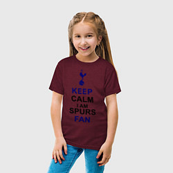 Футболка хлопковая детская Keep Calm & Spurs fan цвета меланж-бордовый — фото 2