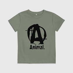 Футболка хлопковая детская Animal Logo, цвет: авокадо