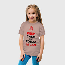 Футболка хлопковая детская Keep Calm & Forza Milan, цвет: пыльно-розовый — фото 2
