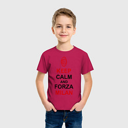 Футболка хлопковая детская Keep Calm & Forza Milan, цвет: маджента — фото 2