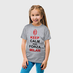 Футболка хлопковая детская Keep Calm & Forza Milan, цвет: меланж — фото 2