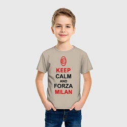 Футболка хлопковая детская Keep Calm & Forza Milan, цвет: миндальный — фото 2