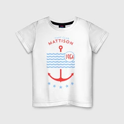 Футболка хлопковая детская MATTISON яхт-клуб, цвет: белый