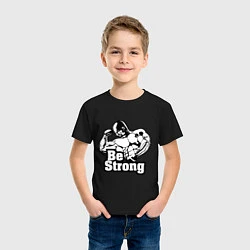 Футболка хлопковая детская Be Strong, цвет: черный — фото 2