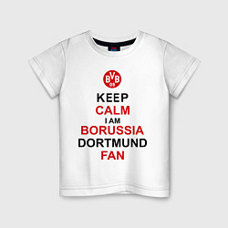 Футболка хлопковая детская Keep Calm & Borussia Dortmund fan, цвет: белый