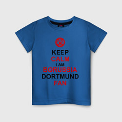 Футболка хлопковая детская Keep Calm & Borussia Dortmund fan цвета синий — фото 1