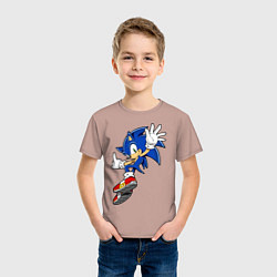 Футболка хлопковая детская Sonic, цвет: пыльно-розовый — фото 2