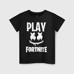 Футболка хлопковая детская Marshmello: Play Fortnite, цвет: черный