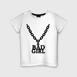 Футболка хлопковая детская Bad girl chain, цвет: белый