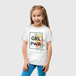 Футболка хлопковая детская GRL PWR, цвет: белый — фото 2