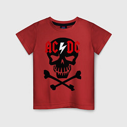 Футболка хлопковая детская AC/DC Skull, цвет: красный