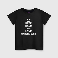 Футболка хлопковая детская Keep Calm & Love Marshmello, цвет: черный