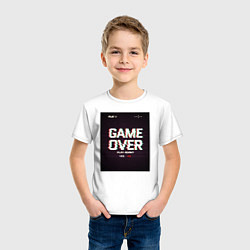 Футболка хлопковая детская Game Over: Glitch Effect, цвет: белый — фото 2