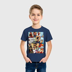Футболка хлопковая детская GTA 5: Stories, цвет: тёмно-синий — фото 2