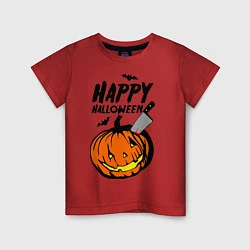 Футболка хлопковая детская Happy halloween, цвет: красный
