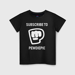 Футболка хлопковая детская Subscribe to PewDiePie, цвет: черный