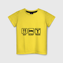 Футболка хлопковая детская Eat Sleep Train цвета желтый — фото 1