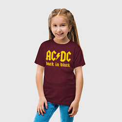 Футболка хлопковая детская ACDC BACK IN BLACK, цвет: меланж-бордовый — фото 2