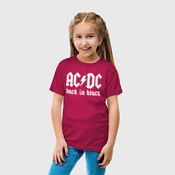 Футболка хлопковая детская ACDC BACK IN BLACK, цвет: маджента — фото 2