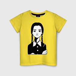 Футболка хлопковая детская Wednesday Addams, цвет: желтый