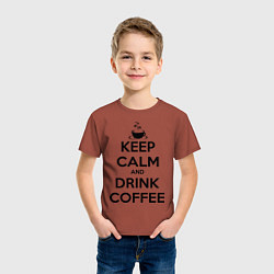 Футболка хлопковая детская Keep Calm & Drink Coffee, цвет: кирпичный — фото 2