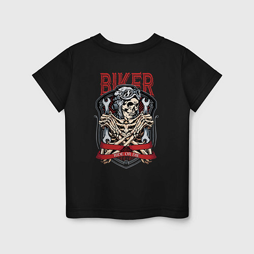 Детская футболка Cool biker Skull / Черный – фото 2