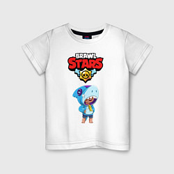 Футболка хлопковая детская BRAWL STARS LEON SHARK, цвет: белый