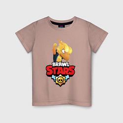 Футболка хлопковая детская BRAWL STARS CROW PHOENIX, цвет: пыльно-розовый