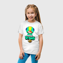 Футболка хлопковая детская Brawl Stars LEON, цвет: белый — фото 2