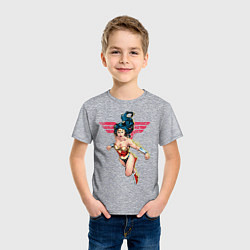 Футболка хлопковая детская Wonder Woman, цвет: меланж — фото 2