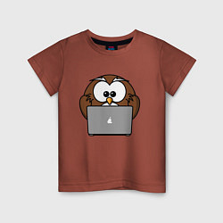 Детская футболка Сова с ноутбуком