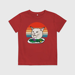 Футболка хлопковая детская Woman yelling at a cat, цвет: красный