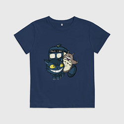 Футболка хлопковая детская Tardis Totoro, цвет: тёмно-синий