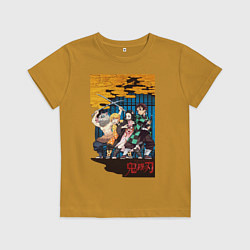 Футболка хлопковая детская Demon Slayer, цвет: горчичный