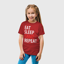 Футболка хлопковая детская Eat sleep game repeat, цвет: красный — фото 2