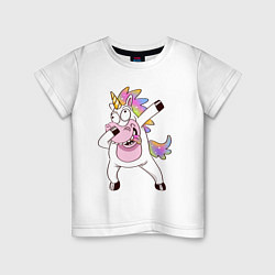 Футболка хлопковая детская Dabbing Unicorn, цвет: белый