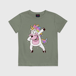 Футболка хлопковая детская Dabbing Unicorn, цвет: авокадо