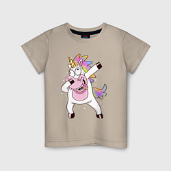 Футболка хлопковая детская Dabbing Unicorn, цвет: миндальный