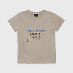Футболка хлопковая детская Code - sleep, цвет: миндальный