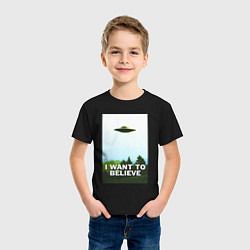 Футболка хлопковая детская I WANT TO BELIEVE, цвет: черный — фото 2