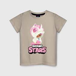 Футболка хлопковая детская Leon Unicorn Brawl Stars, цвет: миндальный