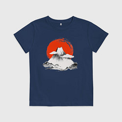 Футболка хлопковая детская Гора Фудзияма, цвет: тёмно-синий